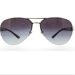 Tory Burch Silver Aviator Sunglasses with Case